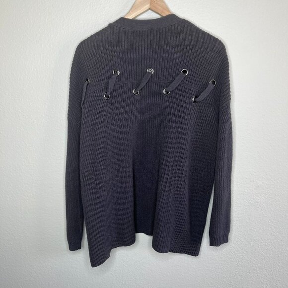 Peyton Jensen Evereve Gray chunky Knit Cardigan Sweater size Large - Picture 2 of 10